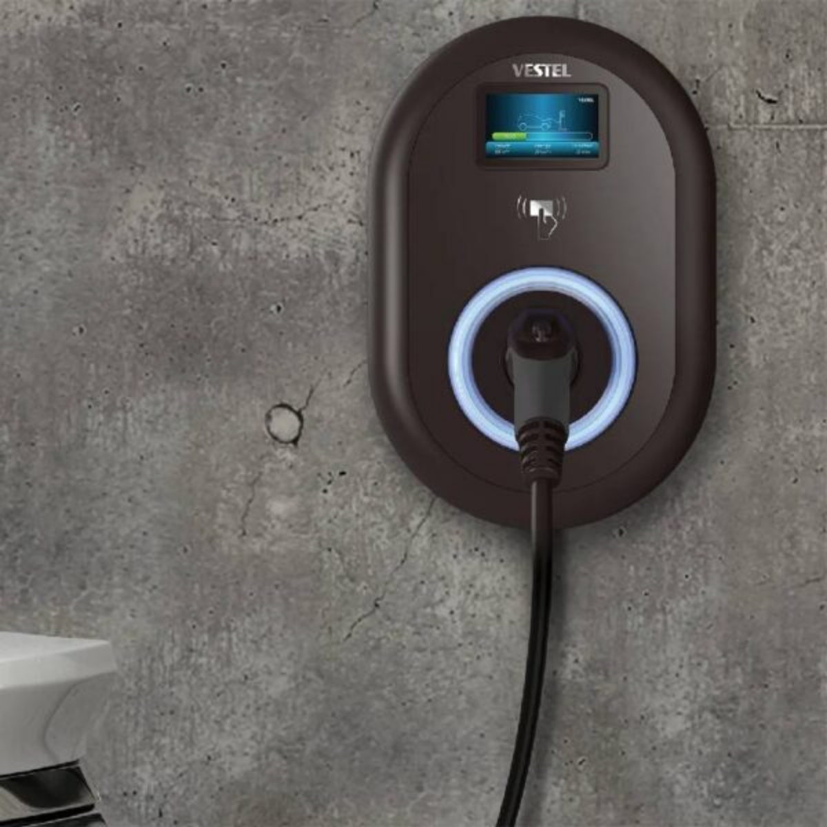 VESTEL Wallbox EVC04-AC22SWLD-EICH – 22kW, Typ-2-Steckdose, RFID, Display, LAN/WLAN, Eichrecht