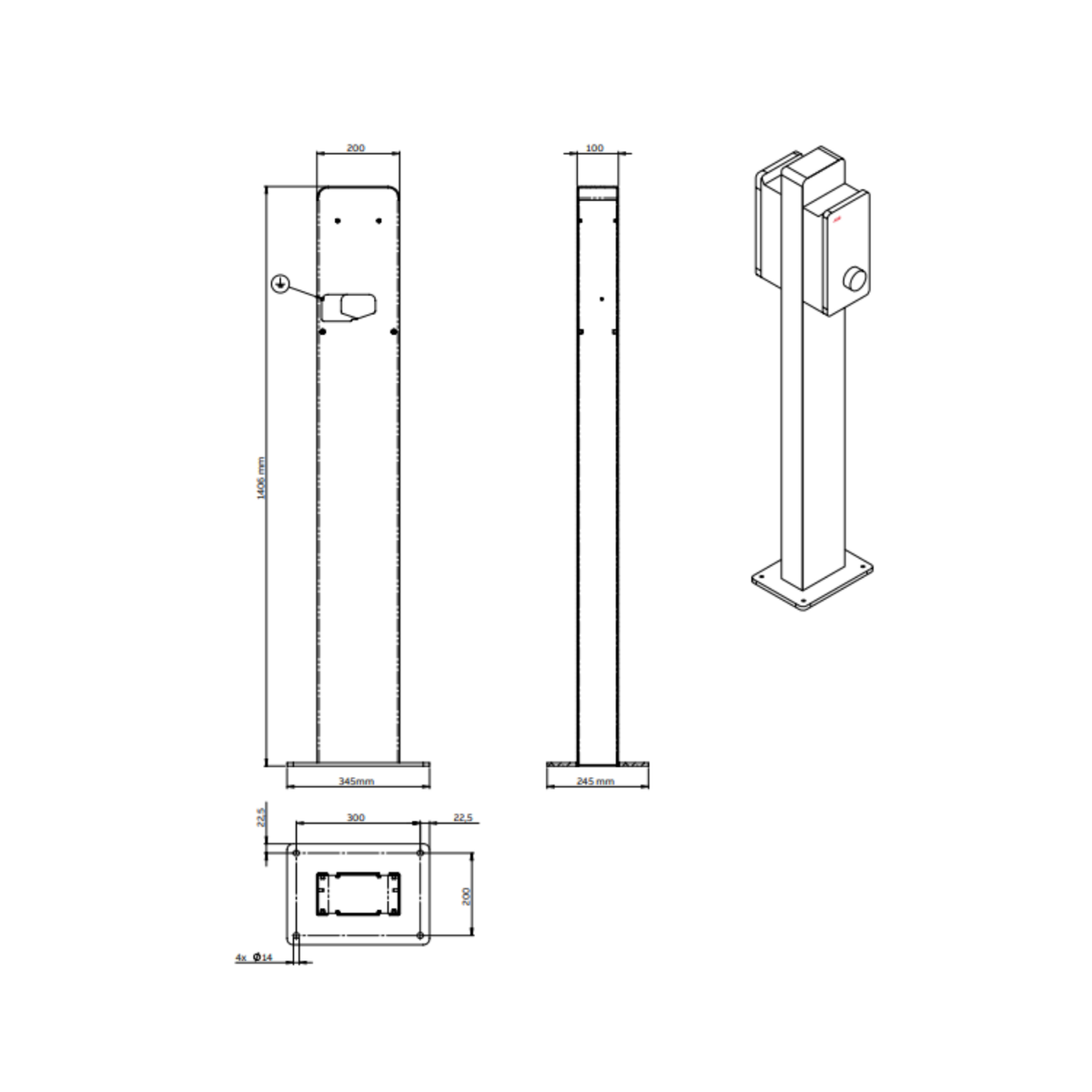 ABB TAC Standfuß für 2x ABB Terra AC Wallboxen (6AGC085684)