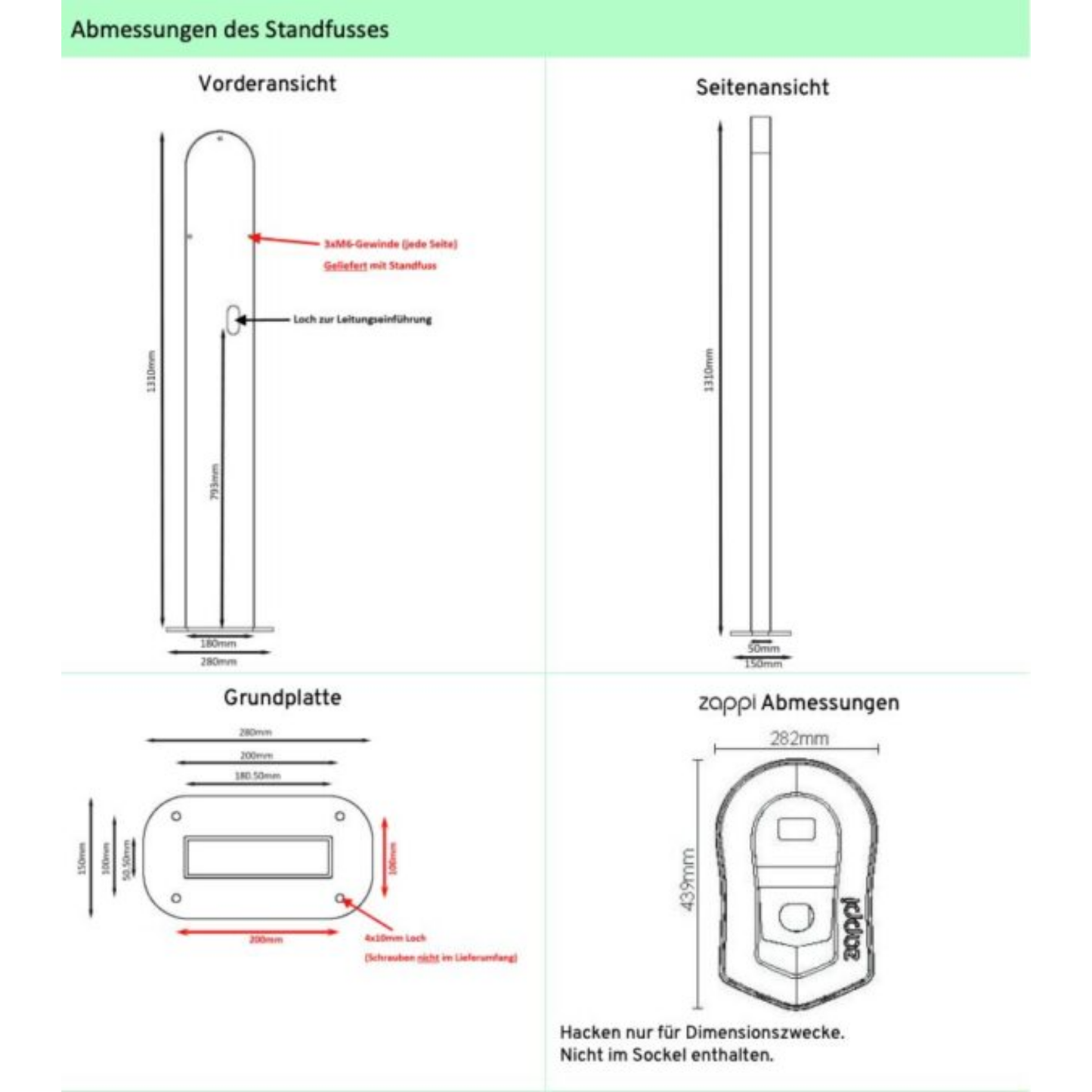 myenergi Zappi Standfuß/Stele (für ein oder zwei Wallboxen)