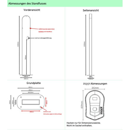 myenergi Zappi Standfuß/Stele (für ein oder zwei Wallboxen)
