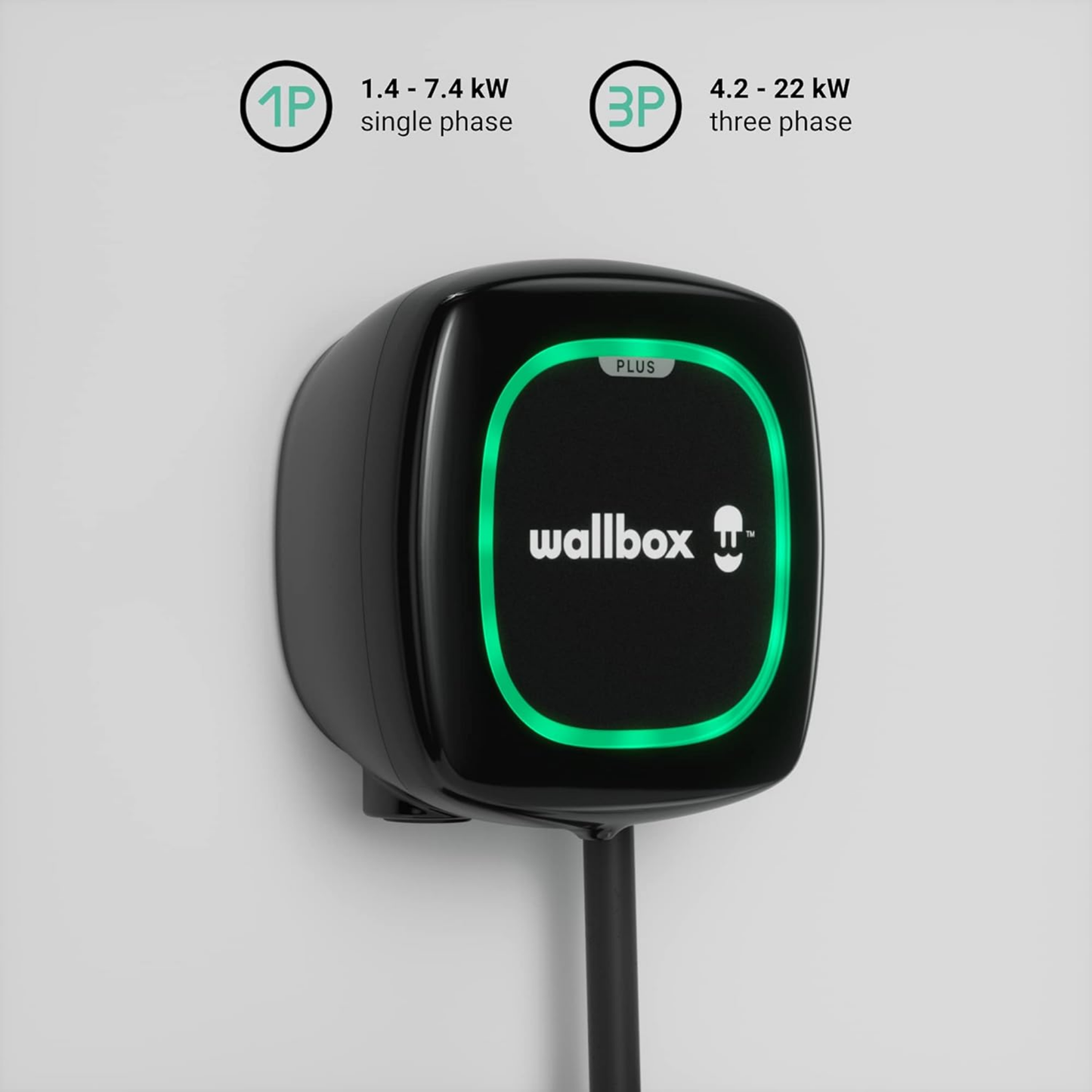 Wallbox Pulsar Plus Wallbox 7,4kW/22kW – 5m/7m Kabel, Schwarz/Weiß