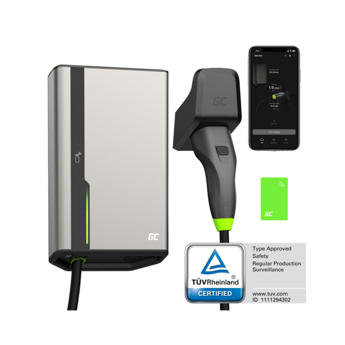 Green Cell HabuDen Wallbox – 22 kW, mit Ladekabel, RFID, WLAN, Bluetooth, App