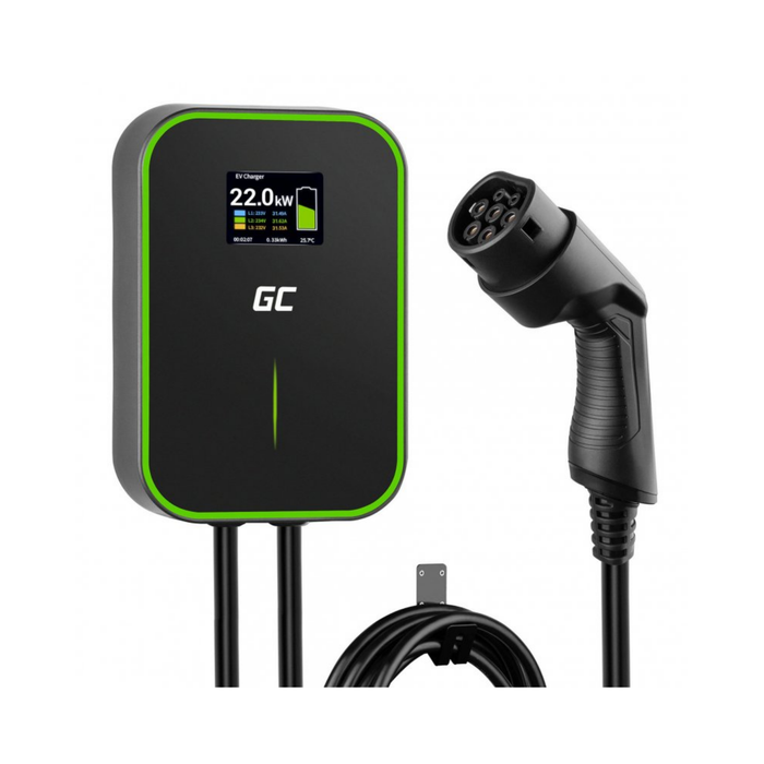 Green Cell EV PowerBox Wallbox 22 kW – Typ-2 Kabel oder Buchse, LCD, IP66
