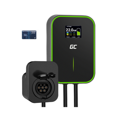 Green Cell EV PowerBox Wallbox 22 kW – Typ-2 Kabel oder Buchse, LCD, IP66