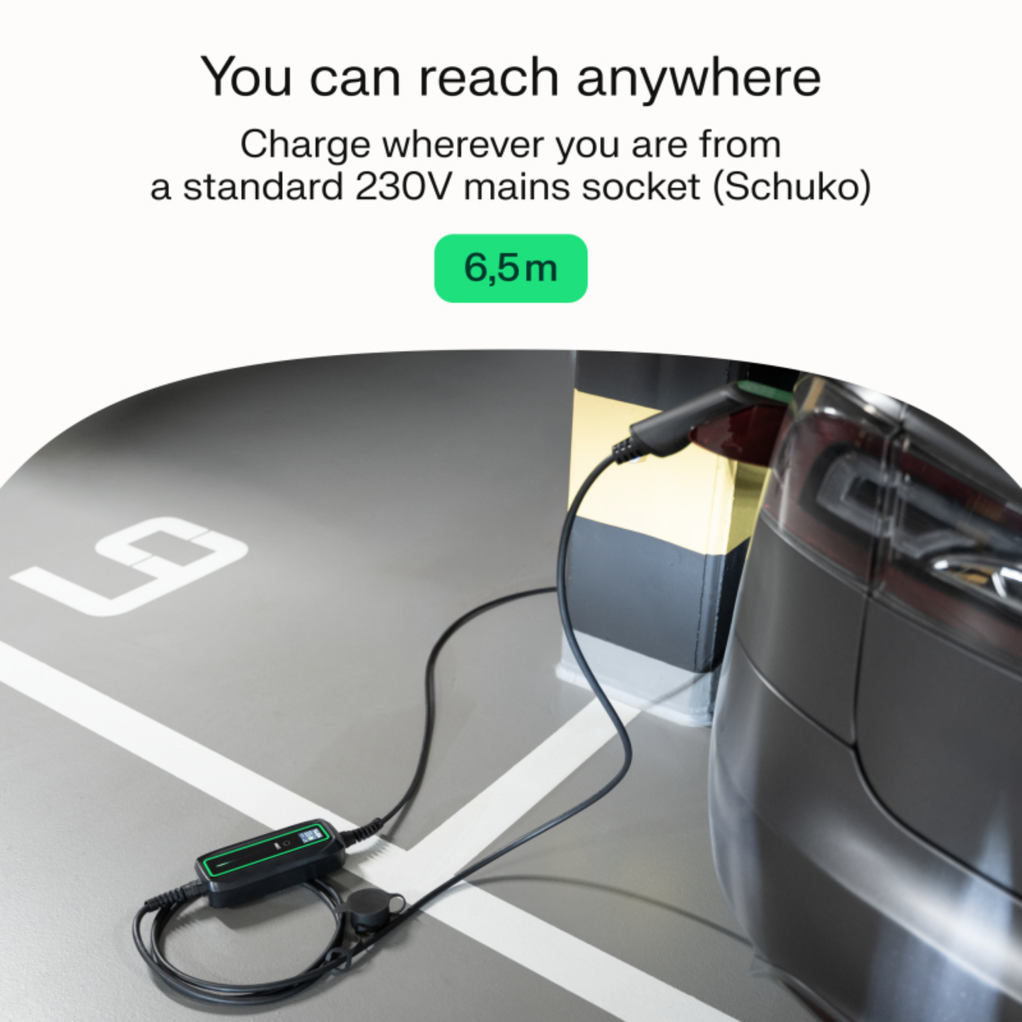 Green Cell mobiles Ladegerät EV16 – 3,6kW, Typ 2 auf Schuko, 6,5m
