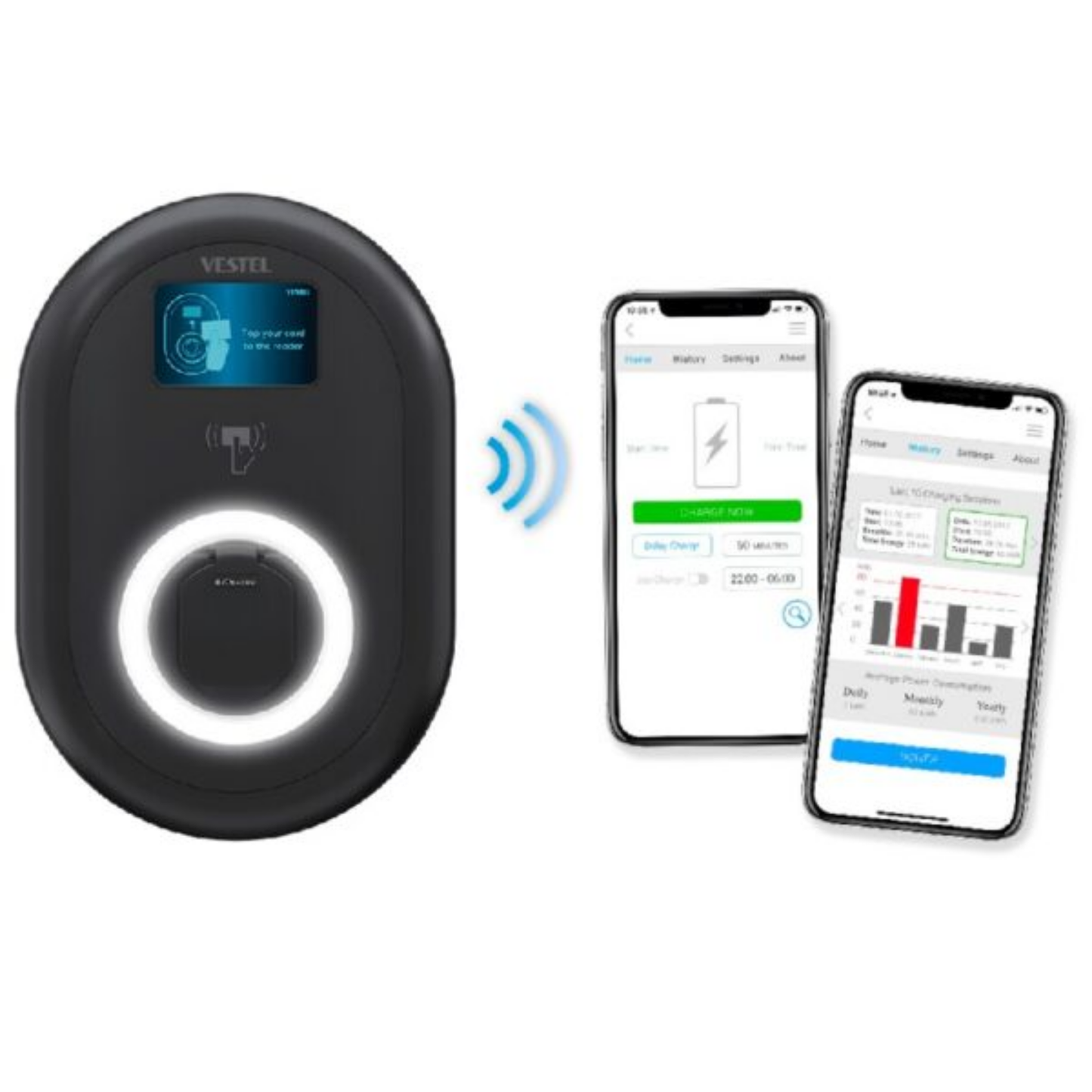 VESTEL Wallbox EVC04-AC22SWLD-EICH – 22kW, Typ-2-Steckdose, RFID, App, LAN/WLAN, Eichrecht
