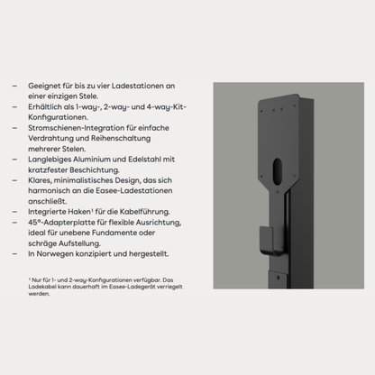 Easee Base Standfuß 2026 – 120 cm Column inkl. 1-Way / 2-Way / 4-Way Kit