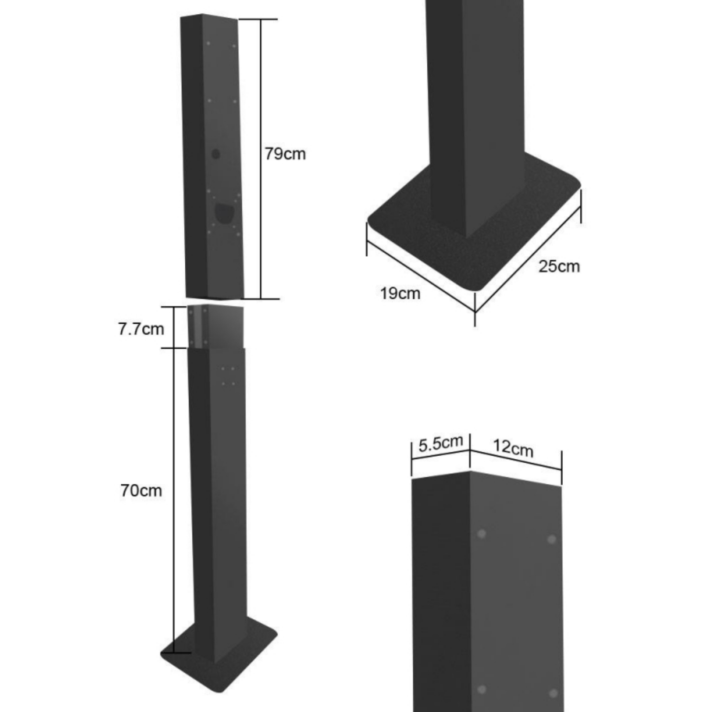 GC Universal Standfuß / Stele inkl. Kabel- & Steckerhalterung
